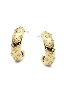 Adriana Orsini Shimmer 18K Goldplated & Cubic Zirconia Half Huggie Earrings