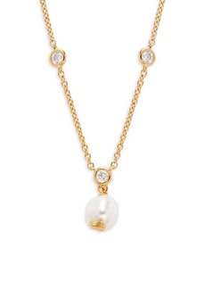 Adriana Orsini Sweet Pea 18K Goldplated, Simulated Pearl & Cubic Zirconia Drop Necklace