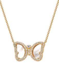 Adriana Orsini ​Vanessa Goldtone, Mother-Of-Pearl & Pave Cubic Zirconia Butterfly Necklace