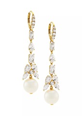 Adriana Orsini Versailles 18K Gold-Plated, Cubic Zirconia & Freshwater Pearl Linear Drop Earrings