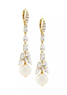 Adriana Orsini Versailles 18K Gold-Plated, Cubic Zirconia & Freshwater Pearl Linear Drop Earrings