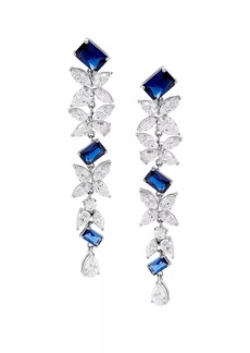 Adriana Orsini Versailles Floral Sterling Silver, Cubic Zirconia & Nono Blue Sapphire Linear Drop Earrings