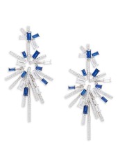 Adriana Orsini White Rhodium Plated, Synthetic Sapphire & Cubic Zirconia Drop Earrings