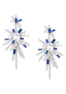 Adriana Orsini White Rhodium-Plated, Synthetic Sapphire & Cubic Zirconia Drop Earrings