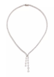 Adriana Orsini Willow Rhodium-Plated & Cubic Zirconia Y Necklace