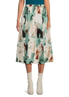 Adrianna Papell Abstract Pleated Midi Skirt