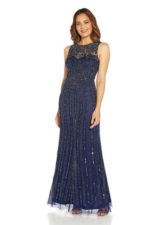 Adrianna Papell Women's Beaded Gown with Mermaid Skirt