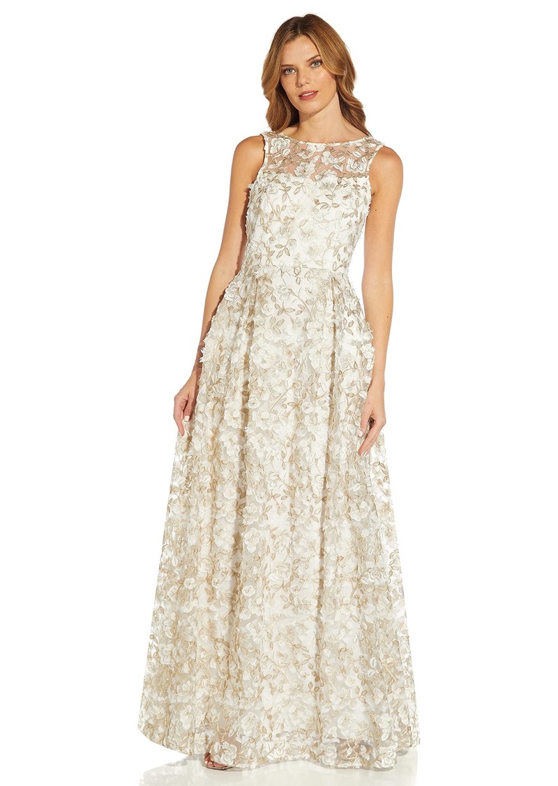 Adrianna Papell Women's Metallic Floral Gown