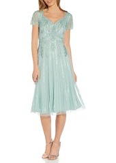 Adrianna Papell Beaded Cocktail Dress in Aqua Dust at Nordstrom