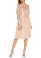 Adrianna Papell Beaded Dress in Blush at Nordstrom