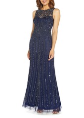 Adrianna Papell Beaded Evening Gown in Light Navy at Nordstrom