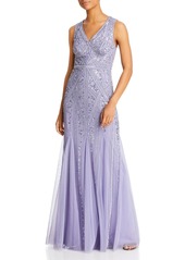 Adrianna Papell Beaded Godet Hem Gown - 100% Exclusive