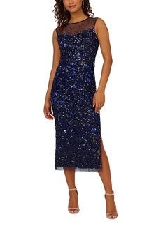 Adrianna Papell Beaded Sequin Embellishment Midi Dress