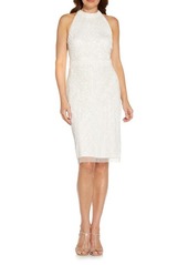 Adrianna Papell Beaded T-Back Cocktail Sheath Dress in Ivory at Nordstrom
