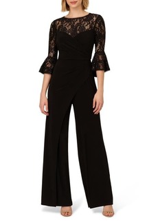 Adrianna Papell Bell Sleeve Lace & Jersey Jumpsuit