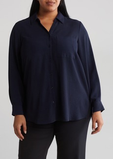 Adrianna Papell Boyfriend Button-Up Shirt in Blue Moon at Nordstrom Rack