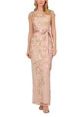 Adrianna Papell Cascading Floral Column Gown