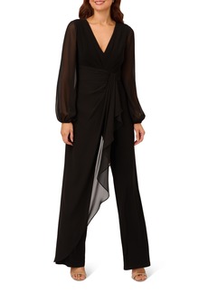 Adrianna Papell Chiffon & Jersey Jumpsuit in Black at Nordstrom Rack