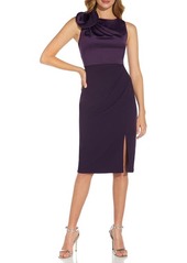 Adrianna Papell Crepe Satin Cocktail Dress in Black Plum at Nordstrom