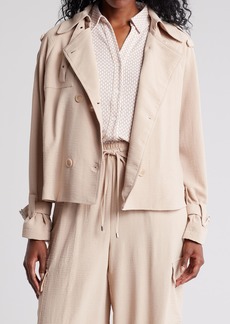 Adrianna Papell Crop Trench Coat in Beige at Nordstrom Rack
