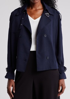 Adrianna Papell Crop Trench Coat in Blue Moon at Nordstrom Rack
