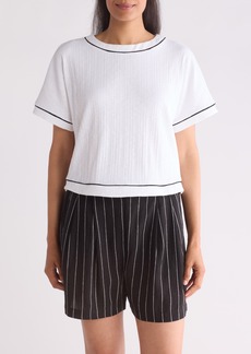 Adrianna Papell Dolam Sleeve Knit Top in White/Black at Nordstrom Rack