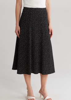 Adrianna Papell Dot Print Pull-On Knit Midi Skirt in Black/Ivory Scribble Dot at Nordstrom Rack