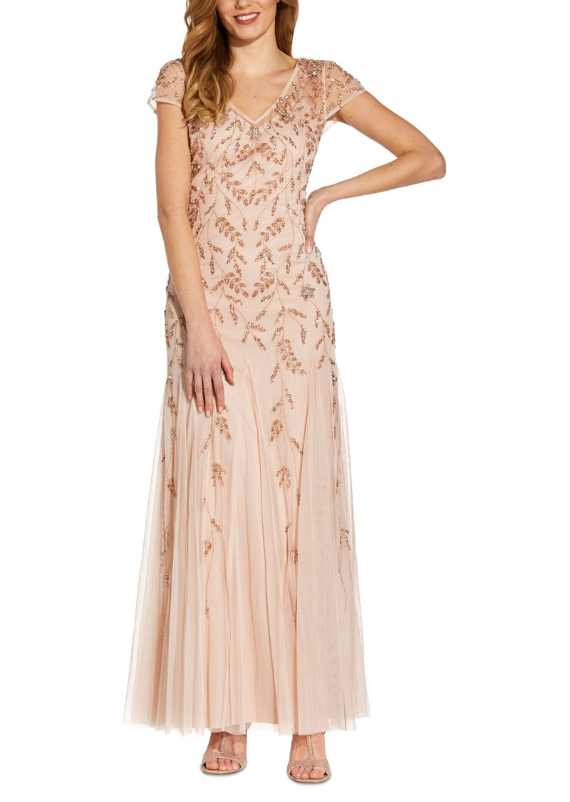 Adrianna Papell Embellished Godet Gown