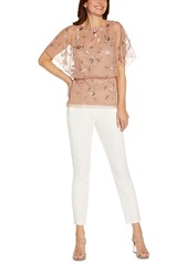 Adrianna Papell Embellished Illusion Blouson Top