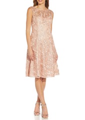 Adrianna Papell Embroidered Cocktail Dress in Champagne Rose at Nordstrom