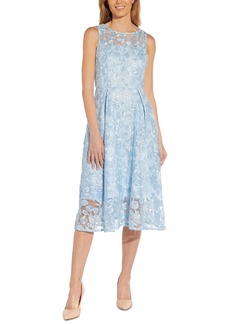 Adrianna Papell Embroidered Fit & Flare Midi Dress