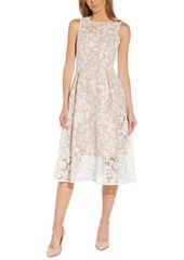 Adrianna Papell Embroidered Fit & Flare Midi Dress