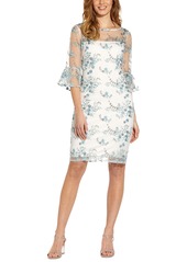 Adrianna Papell Embroidered Flare-Sleeve Dress