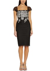 Adrianna Papell Women's Embroidered-Floral Sheath Dress