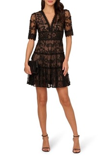 Adrianna Papell Embroidered Lace Minidress