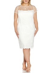 Adrianna Papell Embroidered Lace Sheath Dress (Plus Size)