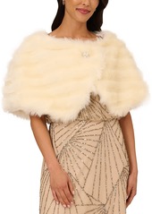 Adrianna Papell Faux Fur Brooch Capelet