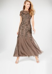 Adrianna Papell Floral-Beaded Gown