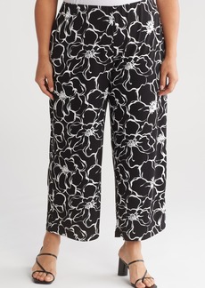 Adrianna Papell Floral Crepe Pants in Black/White Exploded Floral at Nordstrom Rack