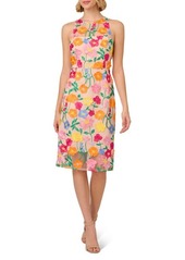 Adrianna Papell Floral Embroidered A-Line Midi Dress