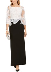 Adrianna Papell Women's Contrasting Floral Embroidered Gown