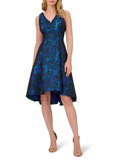 Adrianna Papell Floral Jacquard High-Low Fit & Flare Dress