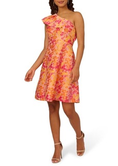 Adrianna Papell Floral Jacquard One-Shoulder Cocktail Dress
