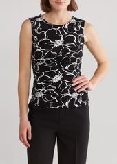 Adrianna Papell Floral Jersey Knit Tank in Black/White Exploded Floral at Nordstrom Rack