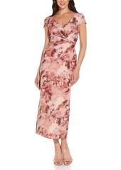 Adrianna Papell Floral Metallic Column Gown in Rose Multi at Nordstrom