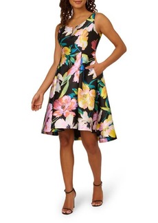 Adrianna Papell Floral Mikado Fit & Flare Dress