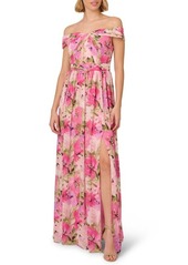 Adrianna Papell Floral Off the Shoulder Gown