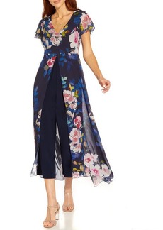 Adrianna Papell Floral Overlay Jumpsuit in Navy Multi at Nordstrom
