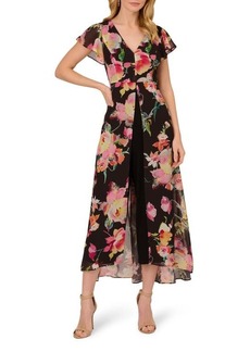 Adrianna Papell Floral Overlay Maxi Jumpsuit