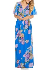 Adrianna Papell Floral-Print Chiffon Gown